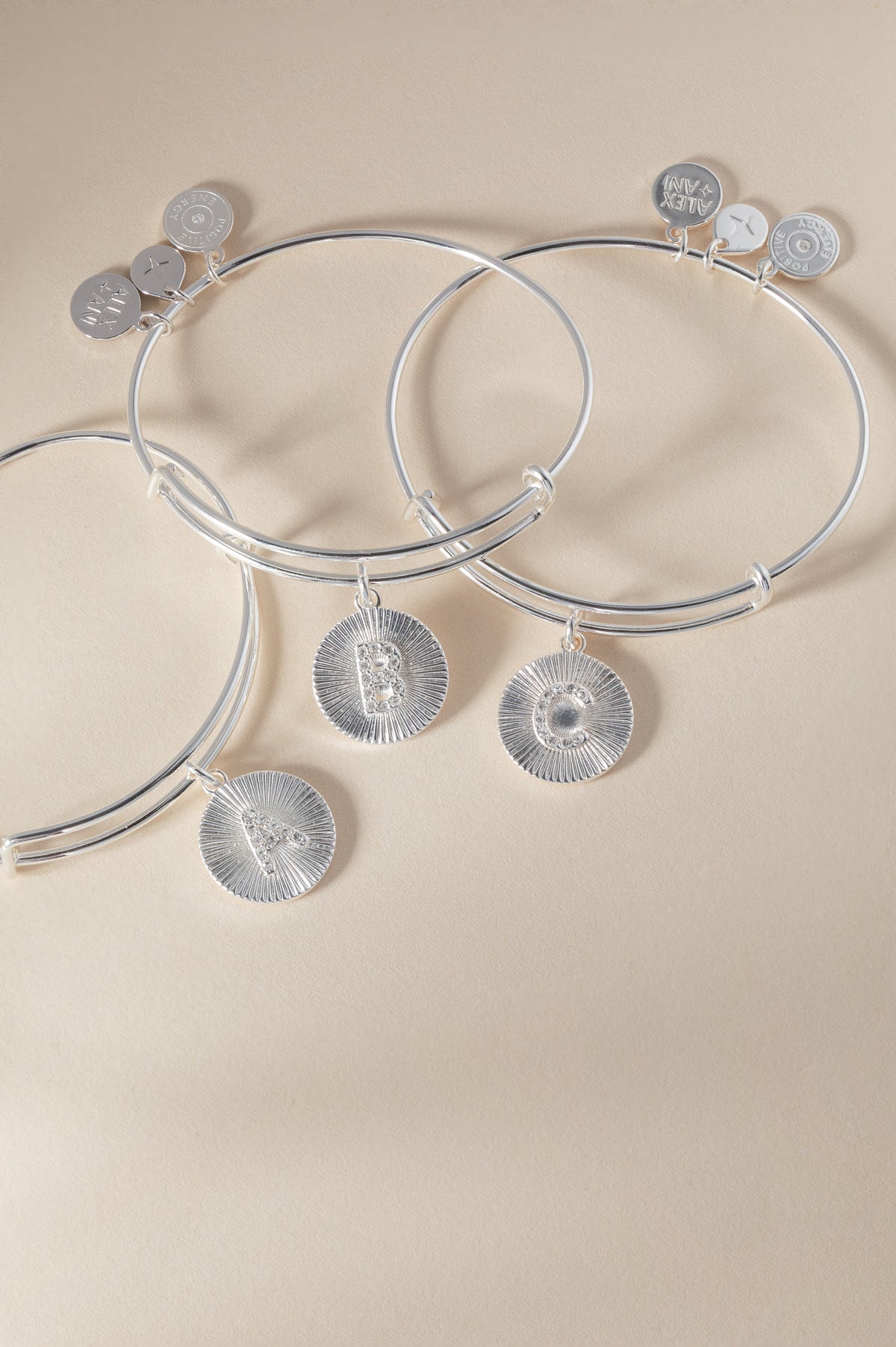 Initial C Pave Starburst Texture Bangle
