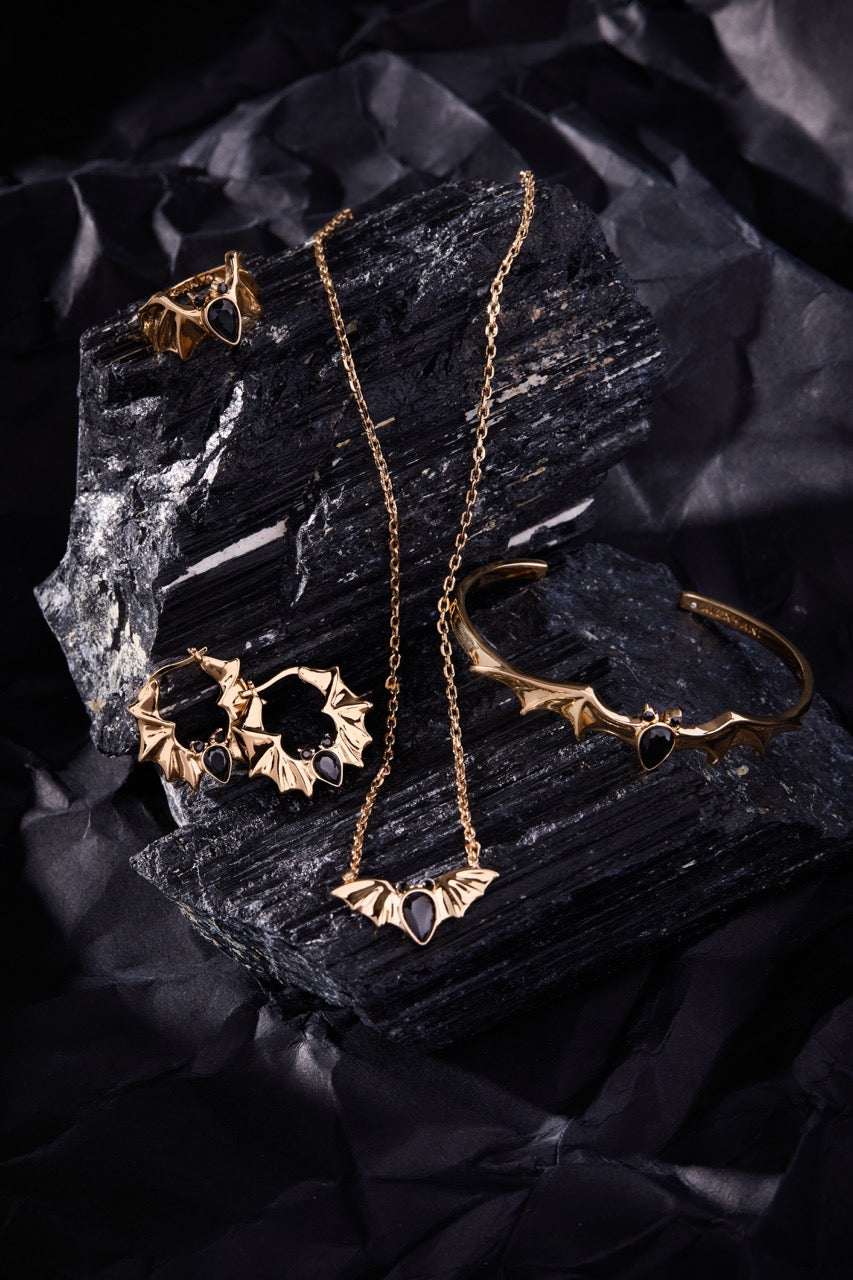 Crystal Bat Hoop Earrings