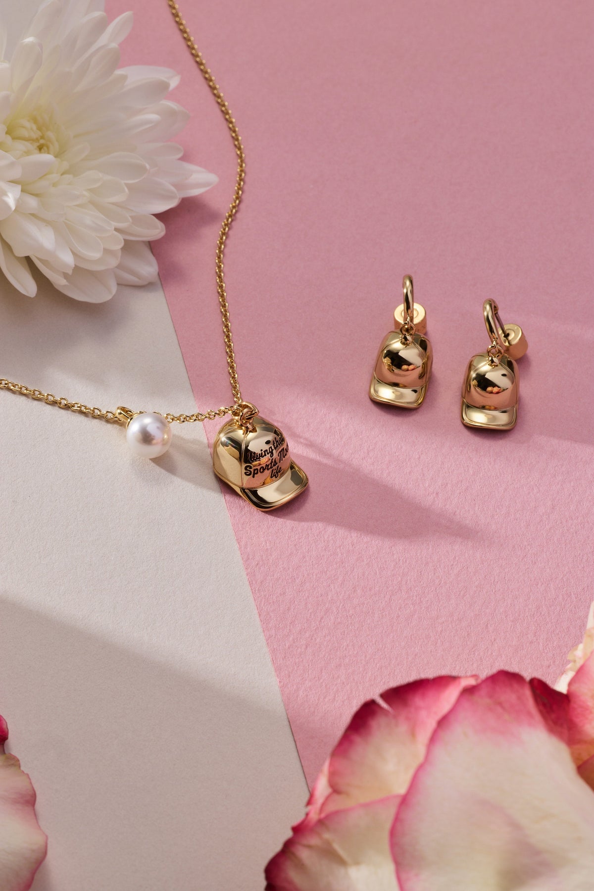 Baseball Cap Huggie Drop Earrings