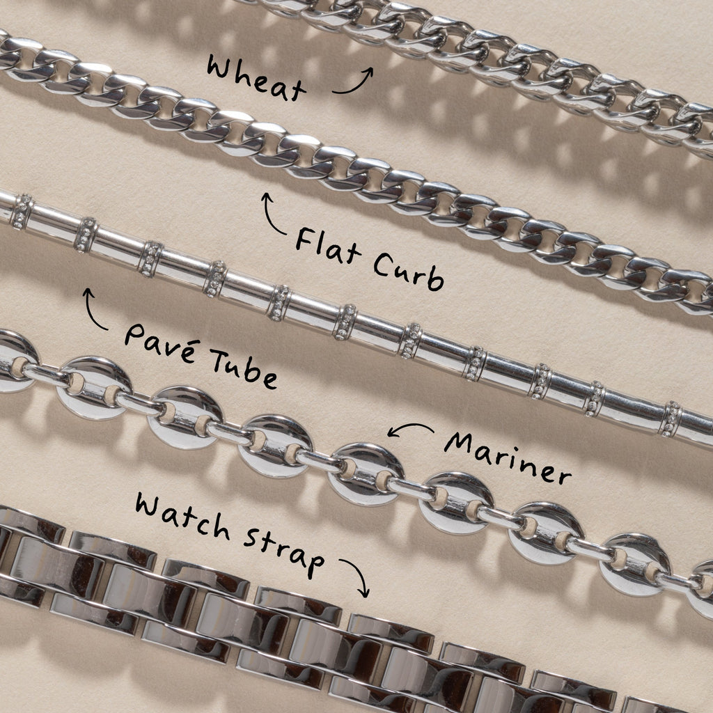 Tube Bead and Crystal Chain Bracelet