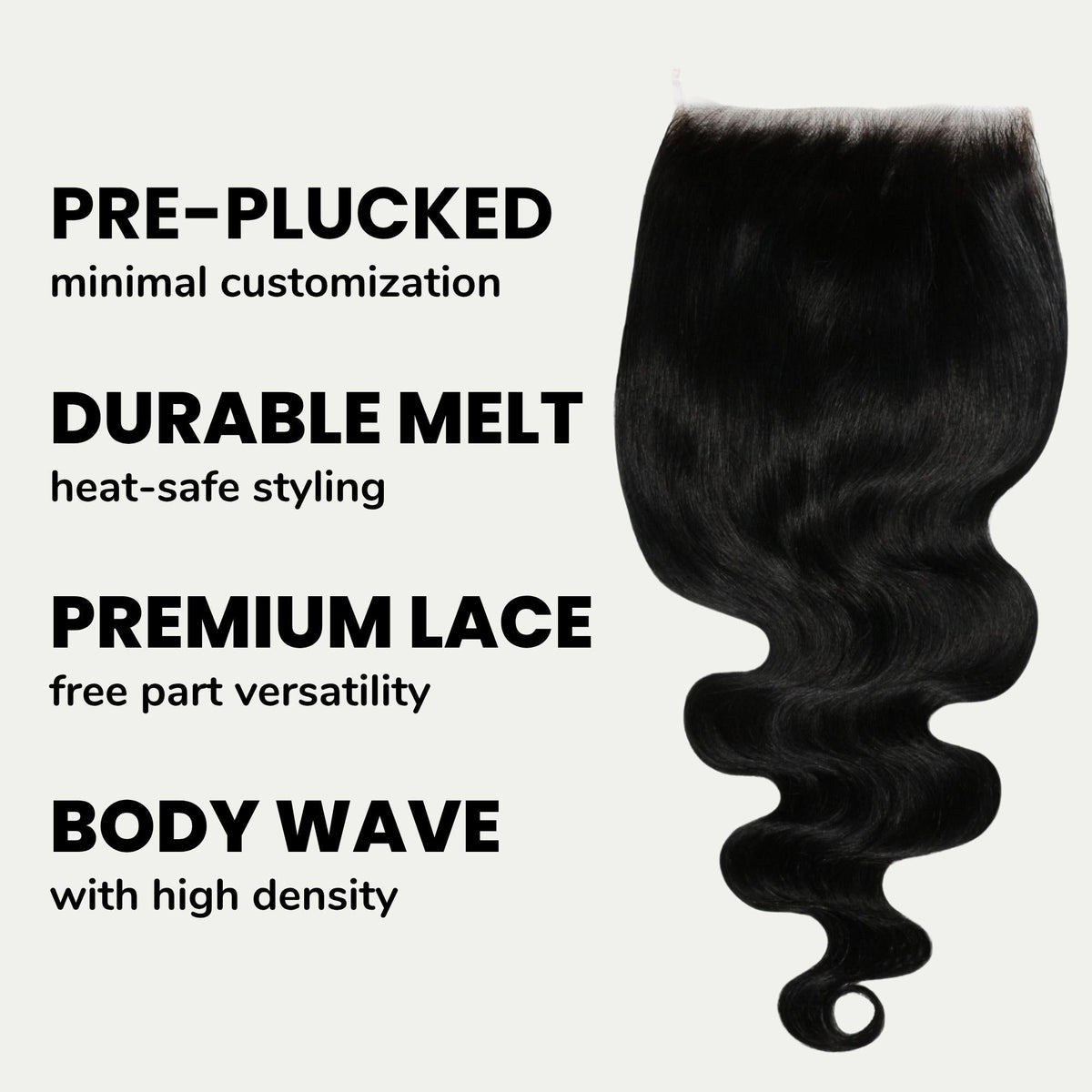 Jet Black Body Wave 6x6 HD Lace Human Hair Closure