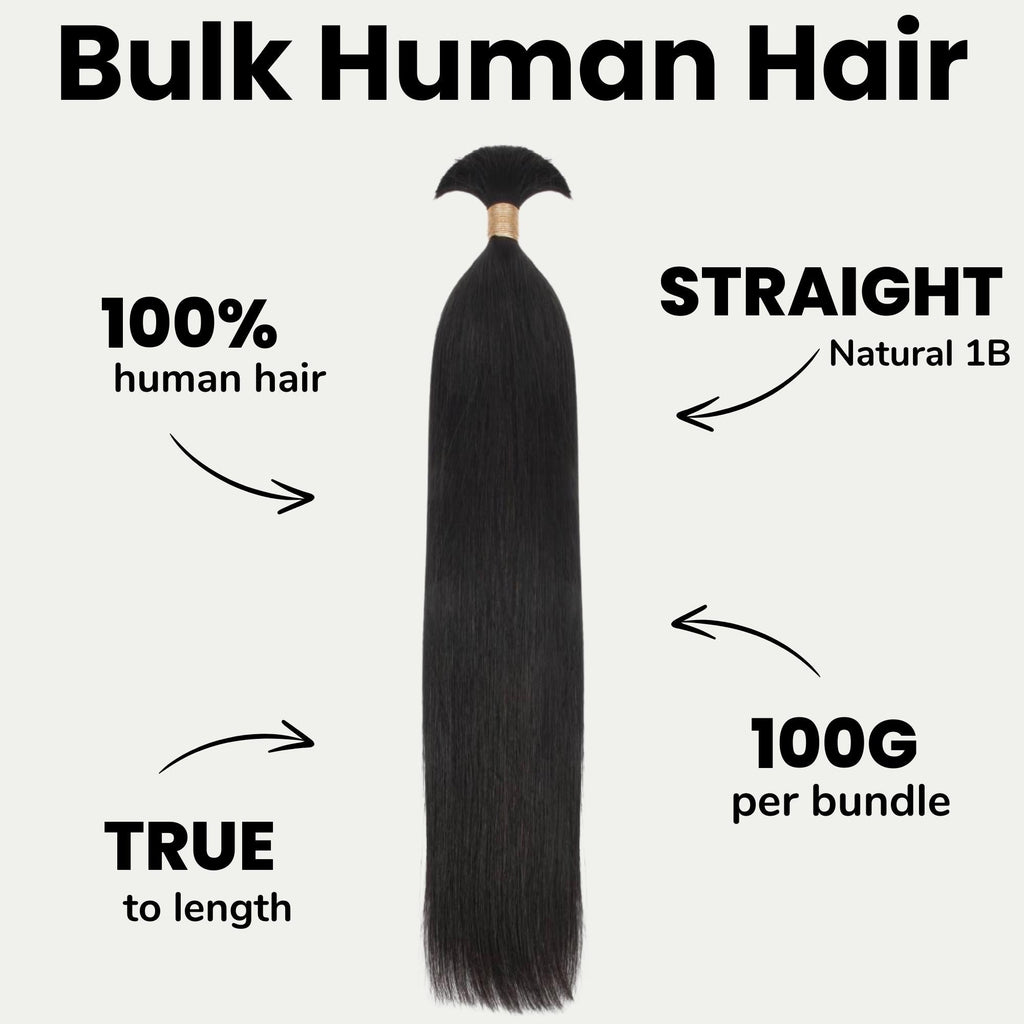 Straight Bulk 100% Human Braiding Hair