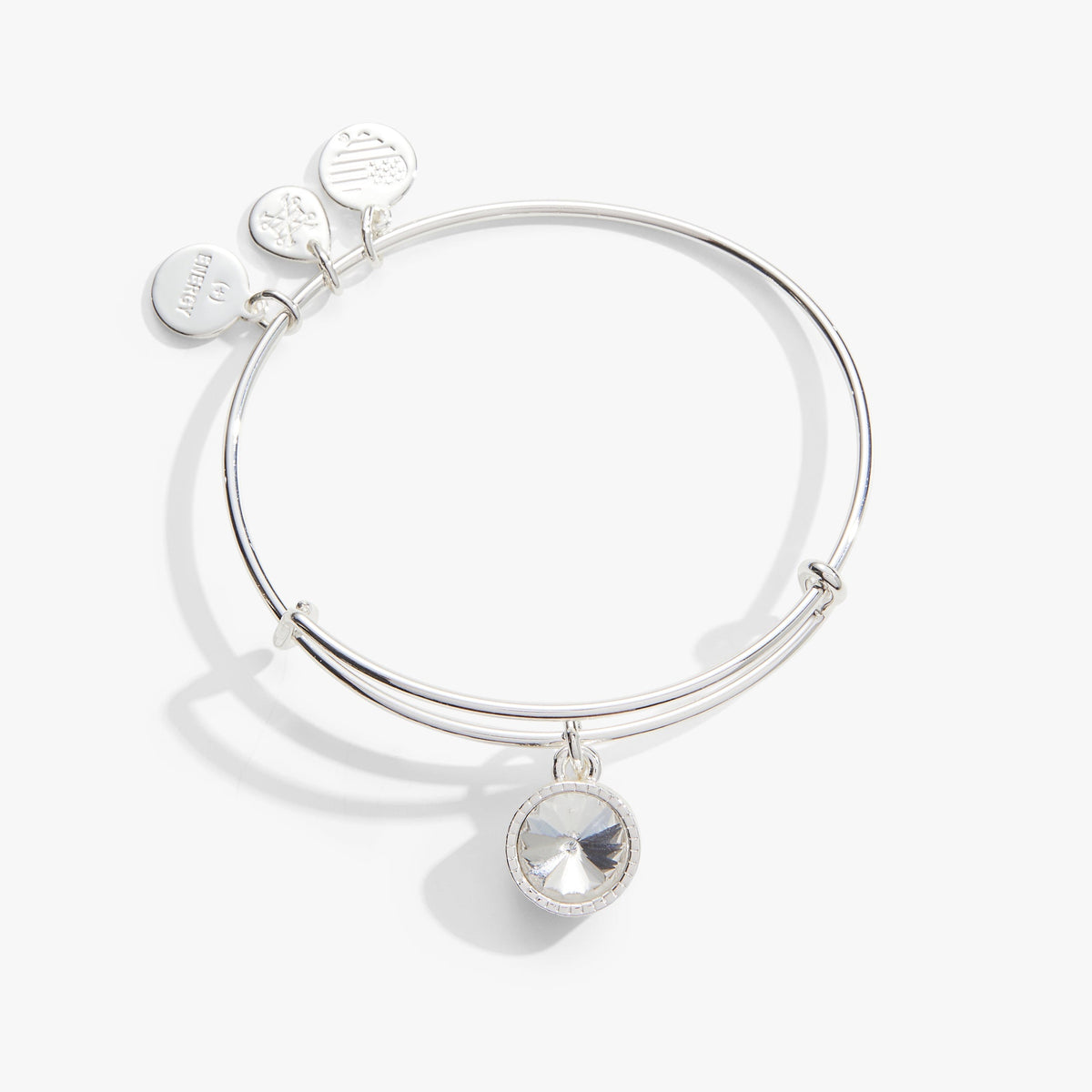 April Clear Crystal Birthstone Charm Bangle