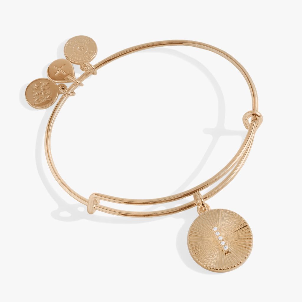Initial I Pave Starburst Texture Bangle