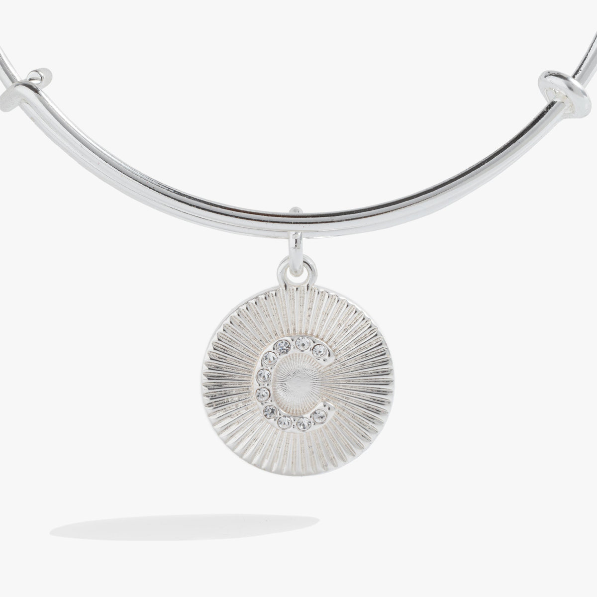Initial C Pave Starburst Texture Bangle